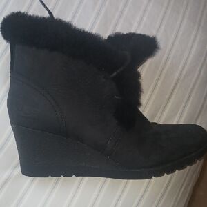 UGG Women's Black Suede Wedge Boots